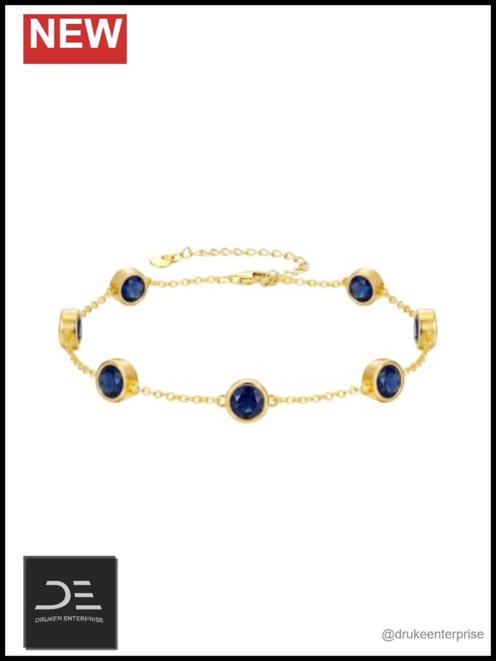 14K Gold Plated Birthstone Link Bracelet Women Cubic Zirconia Lobster Claw